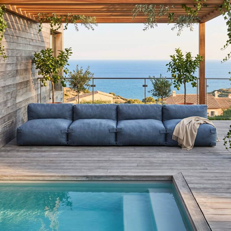 Sofá modular de exterior para 4 personas con 4 sillones - Lifestyle