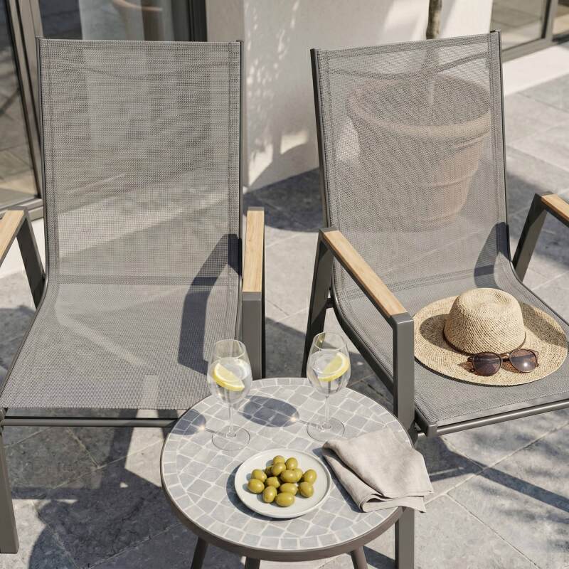 Sillas de jardín de aluminio y textileno con reposabrazos - Lote de 2 (2/7)