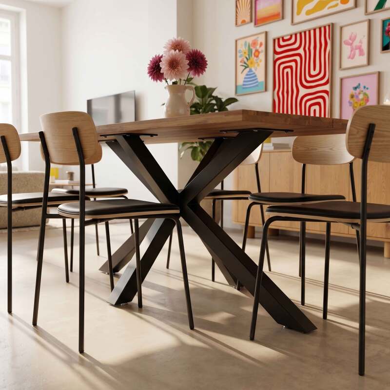 Mesa de comedor de aluminio y madera de acacia 8 personas (2/8)
