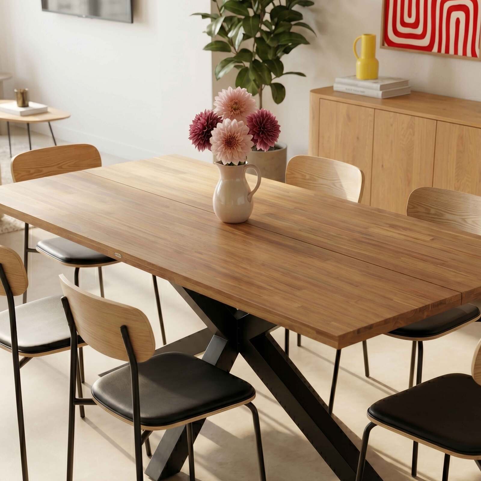 Mesa de comedor de aluminio y madera de acacia 8 personas