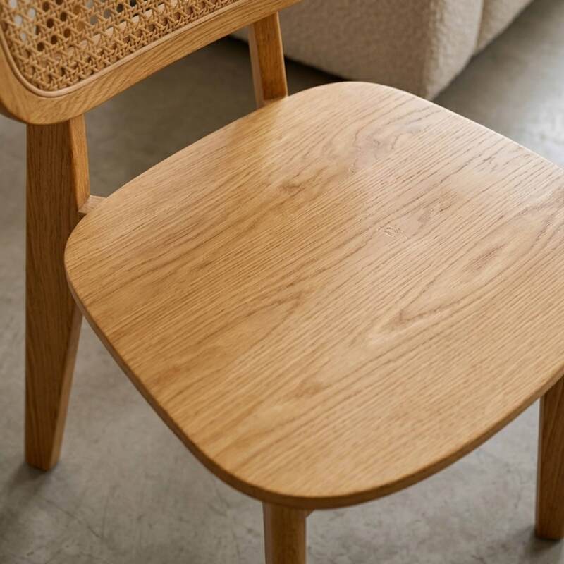 Sillas de madera de olmo y ratán natural con respaldo de tejido de enea - Lote de 2 (2/7)
