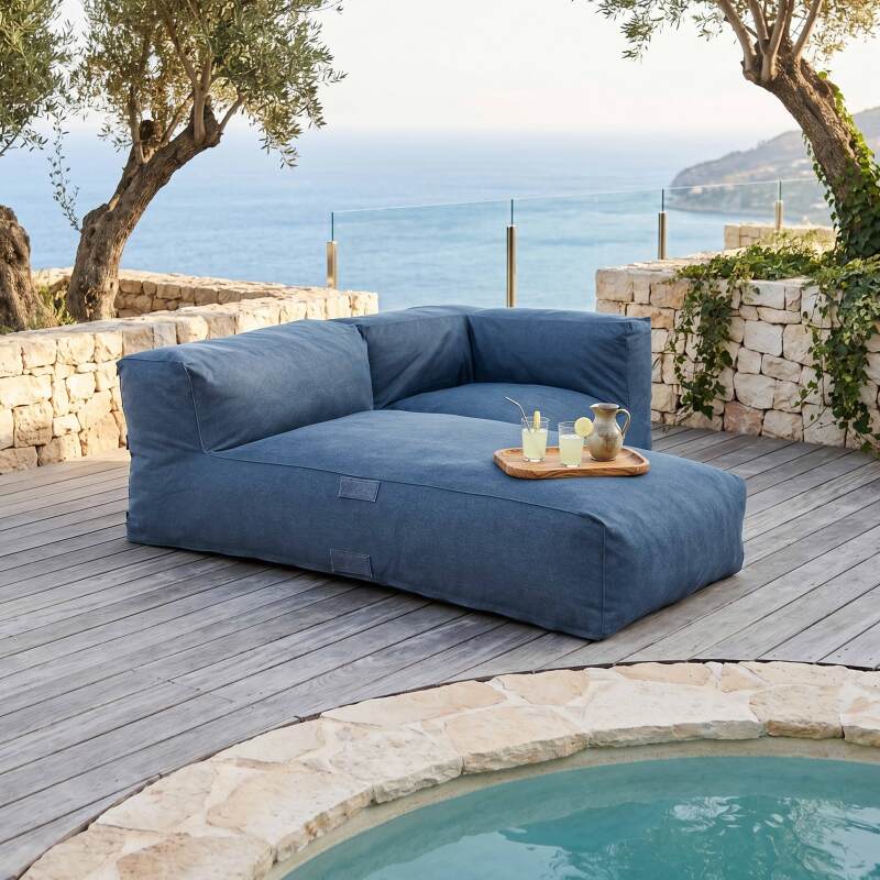 Sofá modular de exterior para 2 personas con 1 sillón esquinero y 1 chaise longue - Lifestyle