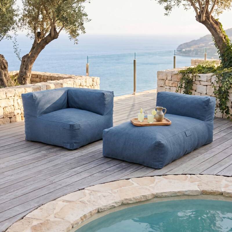 Sofá modular de exterior para 2 personas con 1 sillón esquinero y 1 chaise longue (2/7)