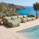 Sofá modular de exterior para 6 personas con 3 sillones, 2 sillones esquineros y 1 puf - Lifestyle