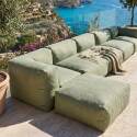 Sofá modular de exterior para 6 personas con 3 sillones, 2 sillones esquineros y 1 puf