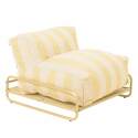 Sofá modular de exterior a rayas para 4 personas con estructura, 3 sillones, 1 puf, y mesa de centro
