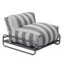 Sofá modular de exterior a rayas para 4 personas con estructura, 3 sillones, 1 puf, y mesa de centro