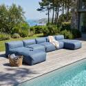 Sofá modular de exterior para 5 personas con 3 sillones y 2 chaise longue