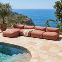 Sofá modular de exterior para 4 personas con 3 sillones y 1 chaise longue