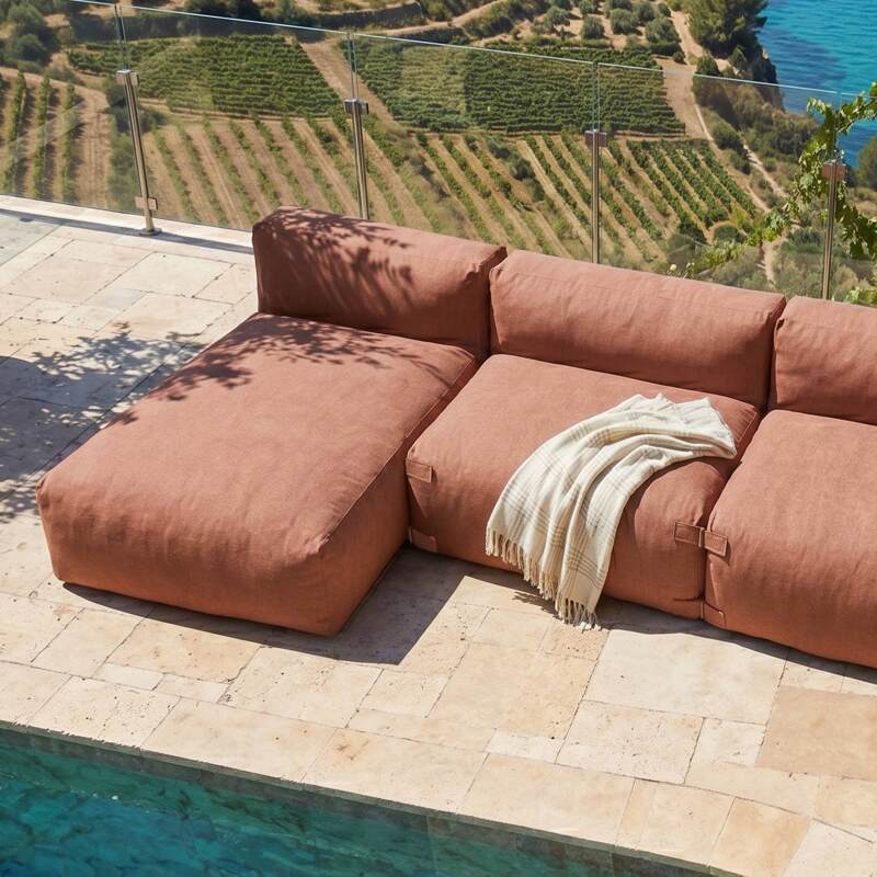 Sofá modular de exterior para 4 personas con 3 sillones y 1 chaise longue (5/8)