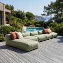 Sofá modular de exterior para 5 personas con 4 sillones y 1 chaise longue