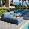 Sofá modular de exterior para 5 personas con 4 sillones y 1 chaise longue