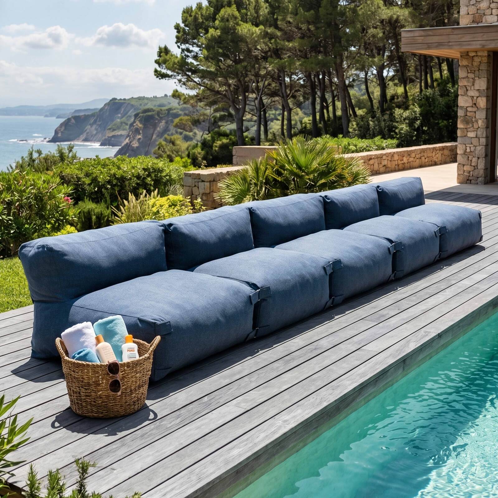 Sofá modular de exterior para 5 personas con 5 sillones