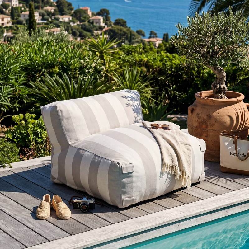 Sillón a rayas para sofá modular de exterior