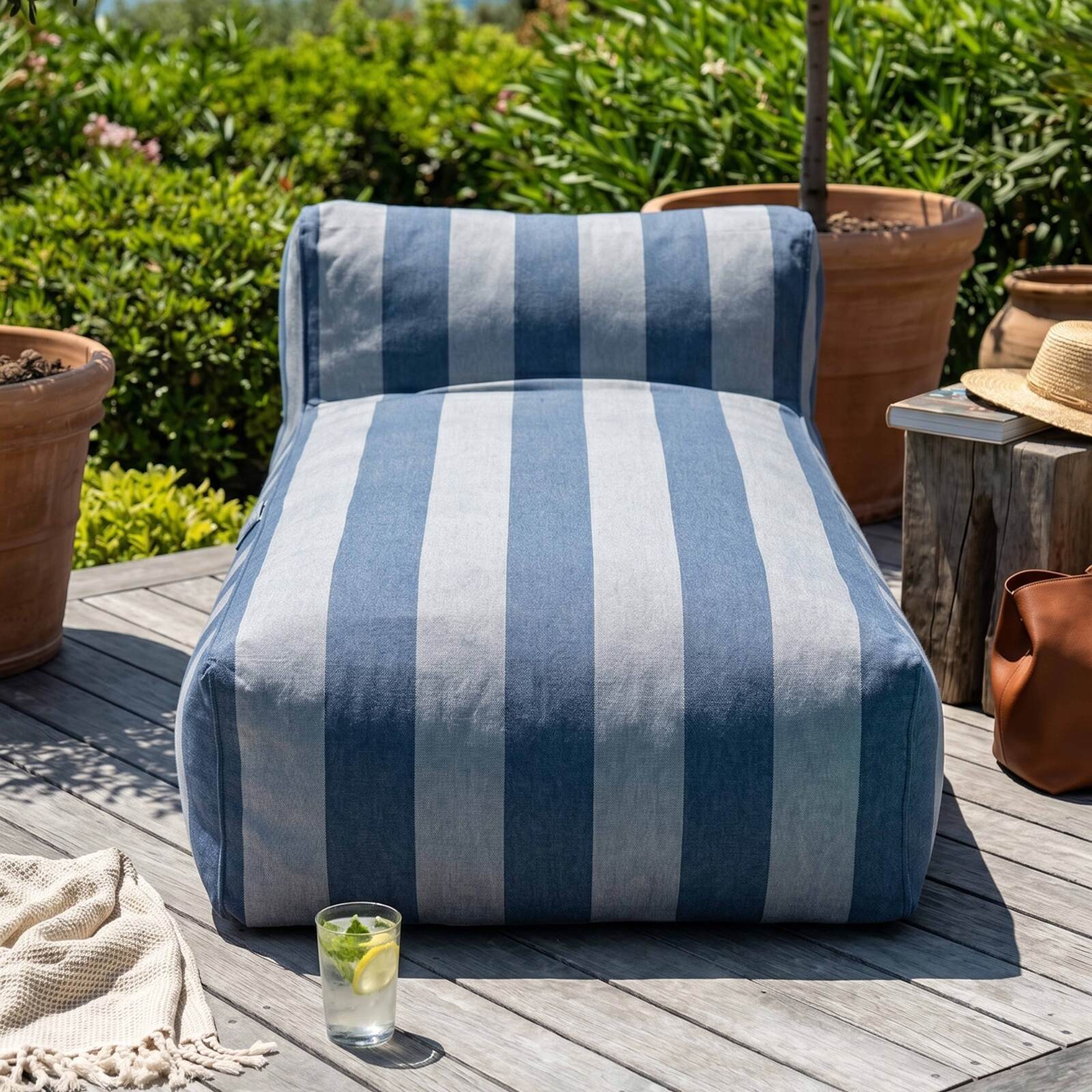 Chaise longue a rayas para sofá modular de exterior