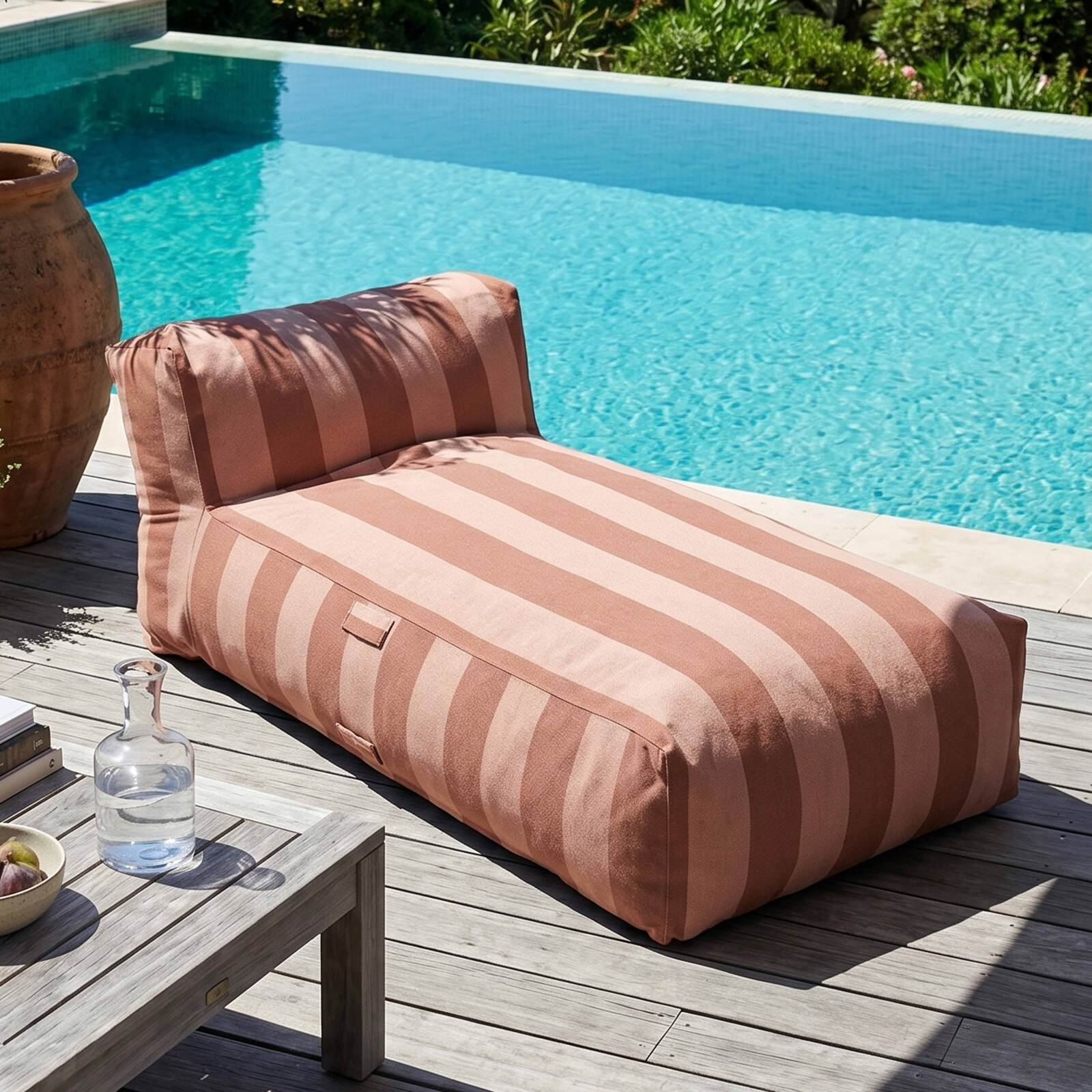 Chaise longue a rayas para sofá modular de exterior