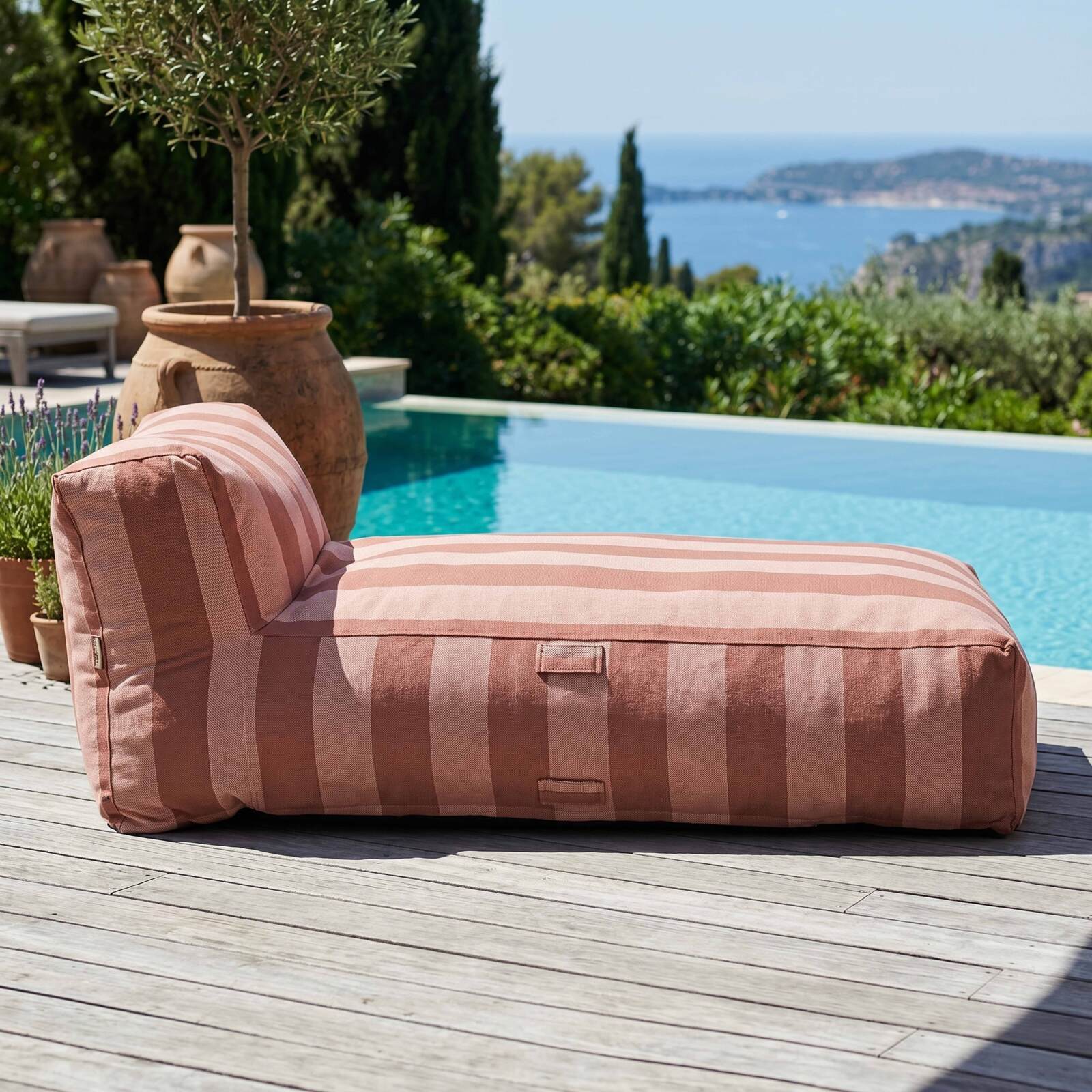 Chaise longue a rayas para sofá modular de exterior