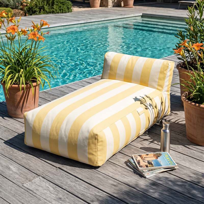 Chaise longue a rayas para sofá modular de exterior