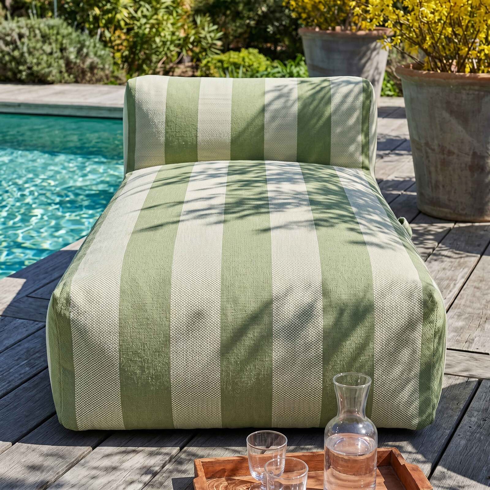 Chaise longue a rayas para sofá modular de exterior