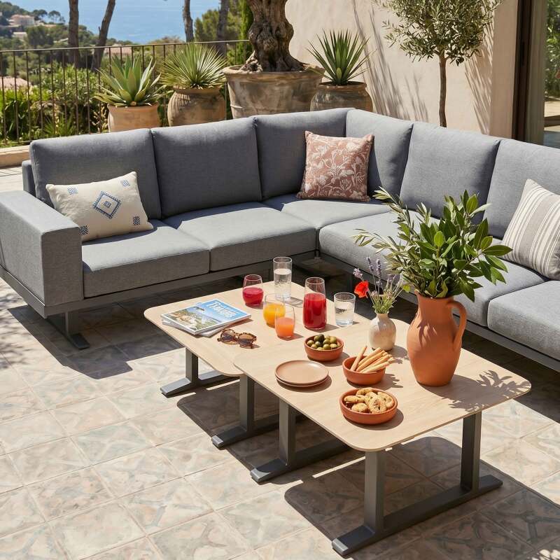 Conjunto de muebles de jardín esquineros de aluminio de 5 plazas (2/9)