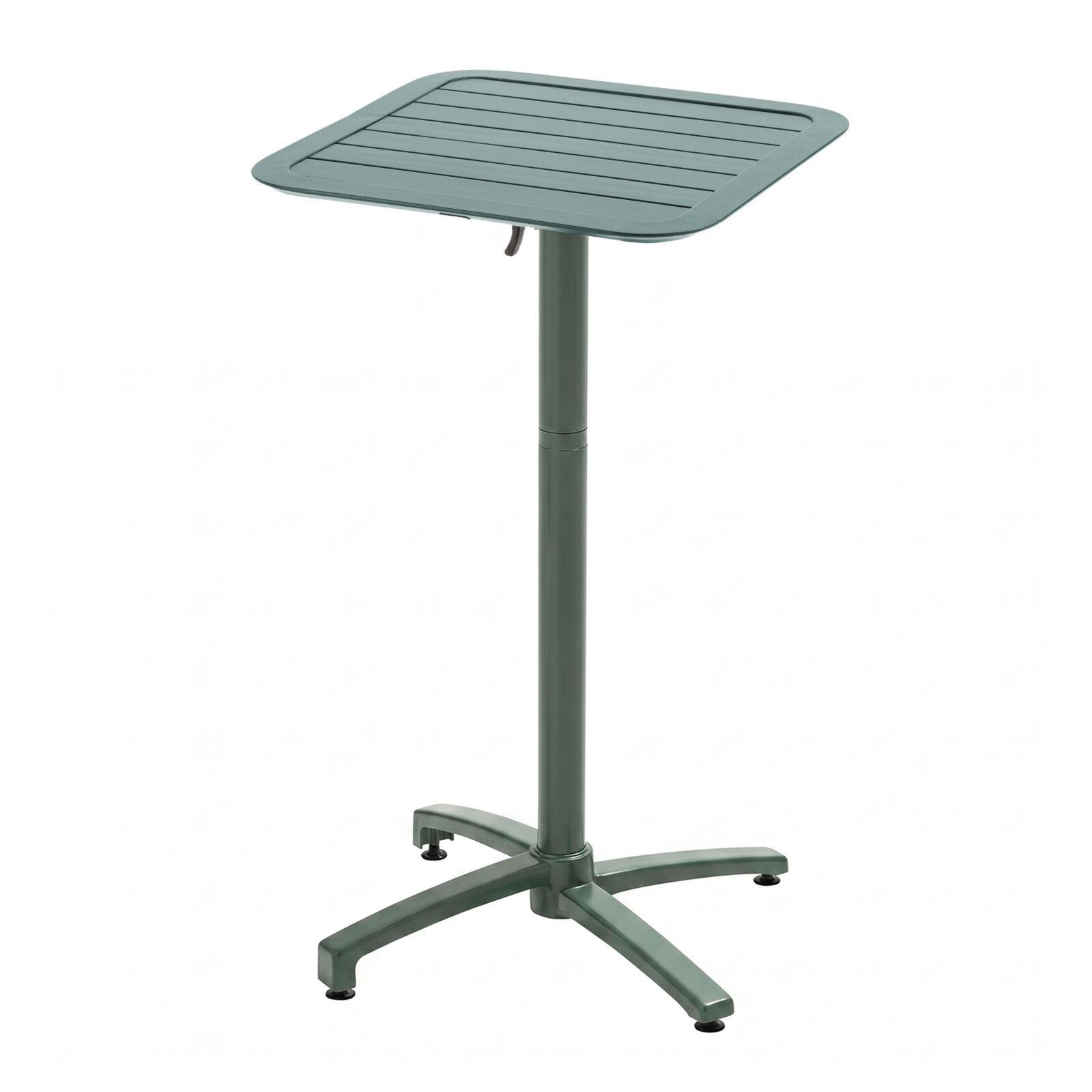Mesa alta de jardín bistro cuadrada inclinable de aluminio 60x60 cm y 2 sillas altas