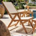 Sillón relax de jardín de madera de eucalipto con reposapiés