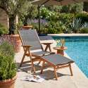 Sillón relax de jardín de madera de eucalipto con reposapiés