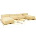 Sofá modular de exterior para 4 personas con estructura, 2 chaise longue, 2 sillones y mesa de centro