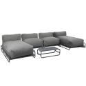 Sofá modular de exterior para 4 personas con estructura, 2 chaise longue, 2 sillones y mesa de centro