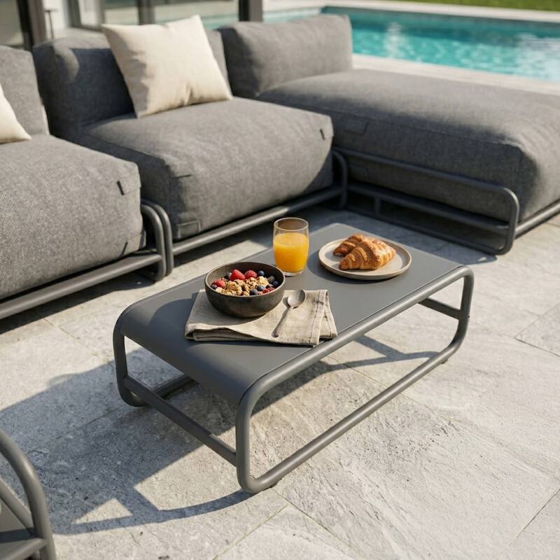 Sofá modular de exterior para 4 personas con estructura, 2 chaise longue, 2 sillones y mesa de centro (4/7)
