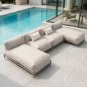 Sofá modular de exterior para 4 personas con estructura, 2 chaise longue, 2 sillones y mesa de centro