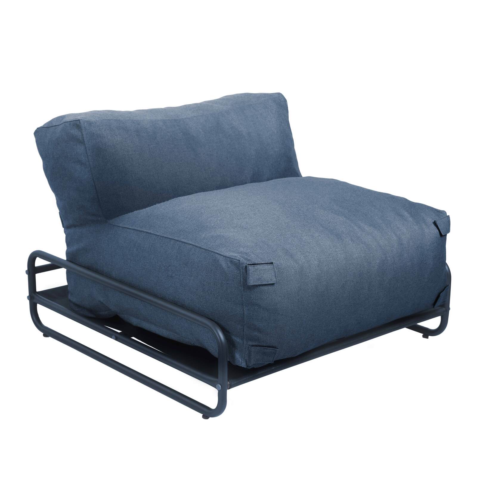 Sofá modular de exterior para 4 personas con estructura, 2 chaise longue, 2 sillones y mesa de centro