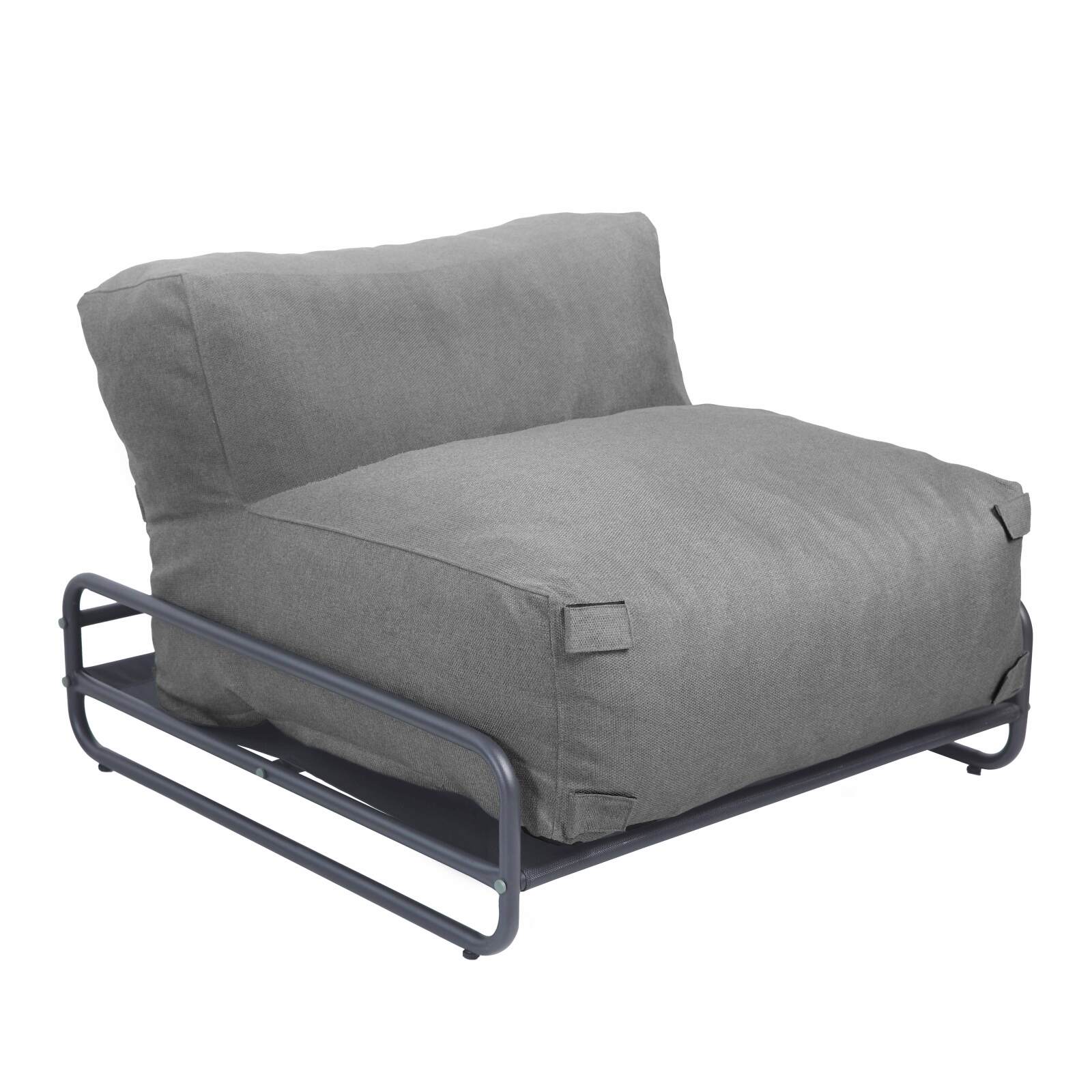 Sofá modular de exterior para 4 personas con estructura, 2 chaise longue, 2 sillones y mesa de centro