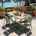 Mesa de jardín efecto madera de metal y polywood 6 personas 160x90 cm