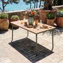 Mesa de jardín efecto madera de metal y polywood 6 personas 160x90 cm
