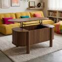 Mesa de centro elevable efecto madera ovalada 100x48 cm