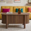 Mesa de centro elevable efecto madera ovalada 100x48 cm