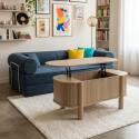 Mesa de centro elevable efecto madera ovalada 100x48 cm