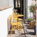 Mesa de jardín bistro redonda inclinable de metal con pie emprotado Ø70 cm y 2 sillas