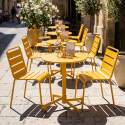 Mesa de jardín bistro redonda inclinable de metal con pie emprotado Ø70 cm y 2 sillas