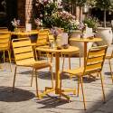 Mesa de jardín bistro redonda inclinable de metal con pie emprotado Ø70 cm y 2 sillas