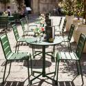 Mesa de jardín bistro redonda inclinable de metal con pie emprotado Ø70 cm y 2 sillas