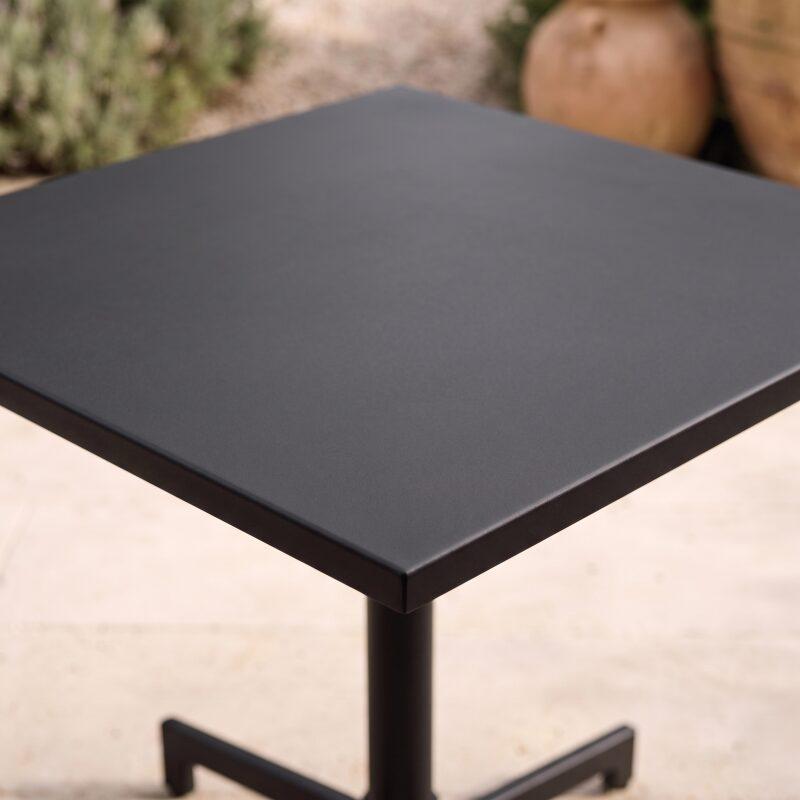 Mesa de jardín cuadrada reclinable de metal 2 a 4 personas con pie empotrado 70x70 cm (2/7)