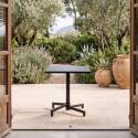 Mesa de jardín cuadrada reclinable de metal 2 a 4 personas con pie empotrado 70x70 cm