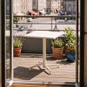 Mesa de jardín cuadrada reclinable de metal 2 a 4 personas con pie empotrado 70x70 cm