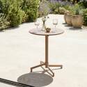 Mesa de jardín redonda reclinable de metal 2 a 4 personas con pie empotrado Ø70x72 cm