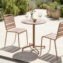 Mesa de jardín redonda reclinable de metal 2 a 4 personas con pie empotrado Ø70x72 cm