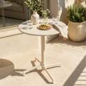 Mesa de jardín redonda reclinable de metal 2 a 4 personas con pie empotrado Ø70x72 cm