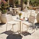 Mesa de jardín redonda reclinable de metal 2 a 4 personas con pie empotrado Ø70x72 cm