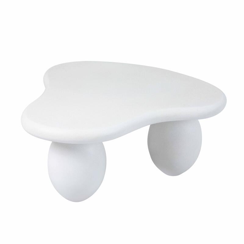 Mesa de centro de diseño efecto hormigón liso forma orgánica 80x80 cm (5/7)